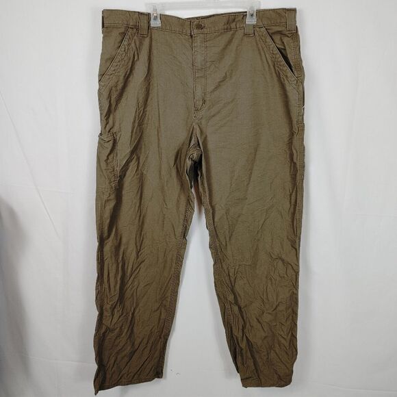 Carhartt B151 Brown Canvas Work Dungarees Loose Fit Pants Men's Size 42 x 32 Wor - Picture 1 of 10